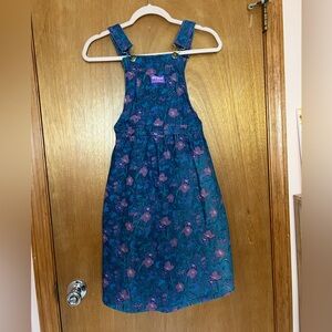OshKosh B'gosh Vintage 90s Floral Denim Overall Dress